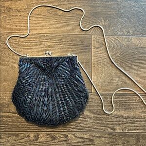Beaded Navy Evening Crossbody Bag